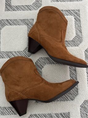 Cognac ankle boots